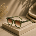 Lavénci Solbriller – Grøn Stel & Brun Gradient Glas