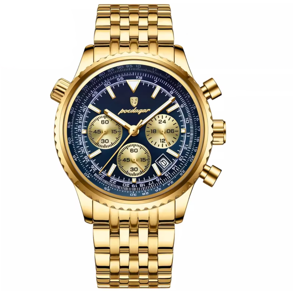 Poedagar Chronograph Herreur – Guld/Blå