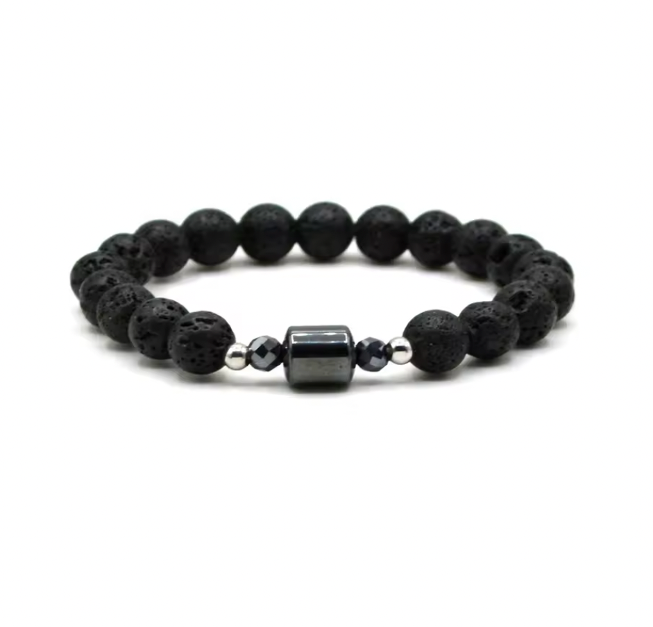 Lava Sten Armbånd med Hæmatit