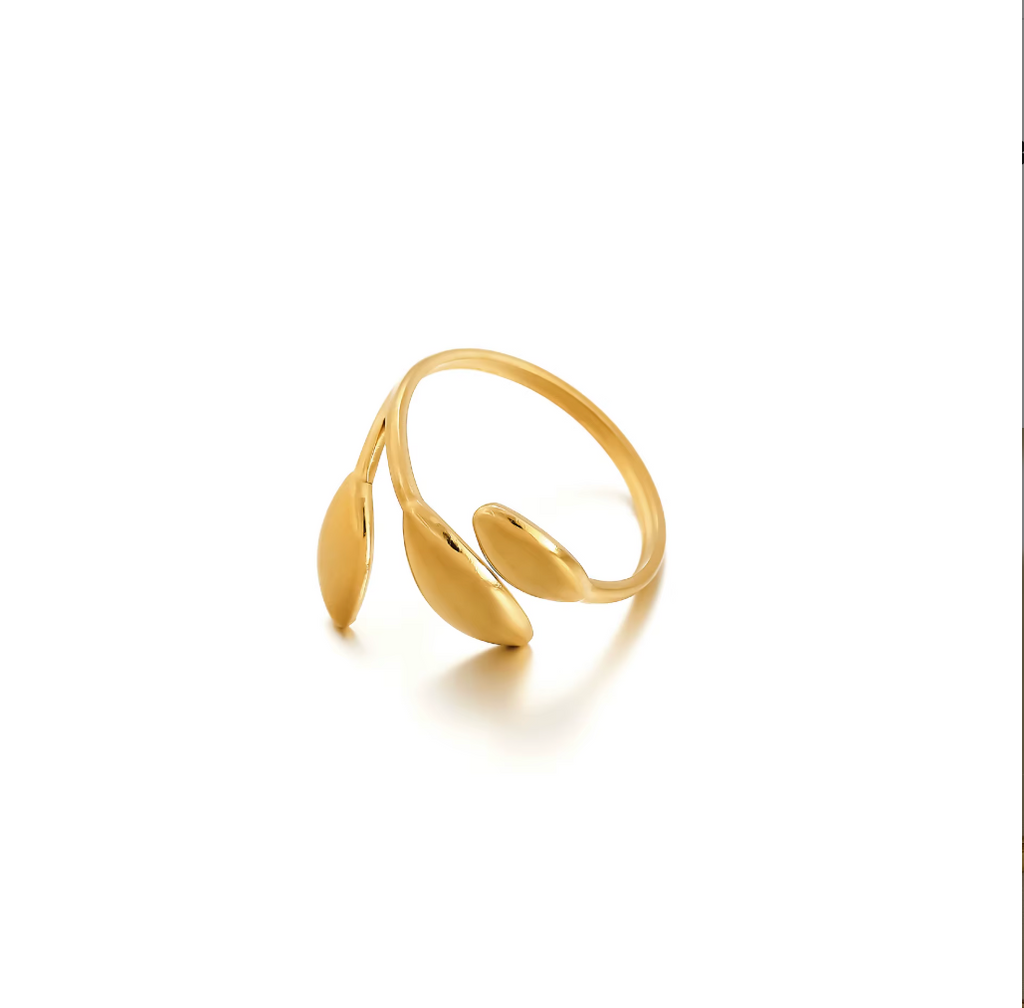 Olivenblad Åben Ring i Guld