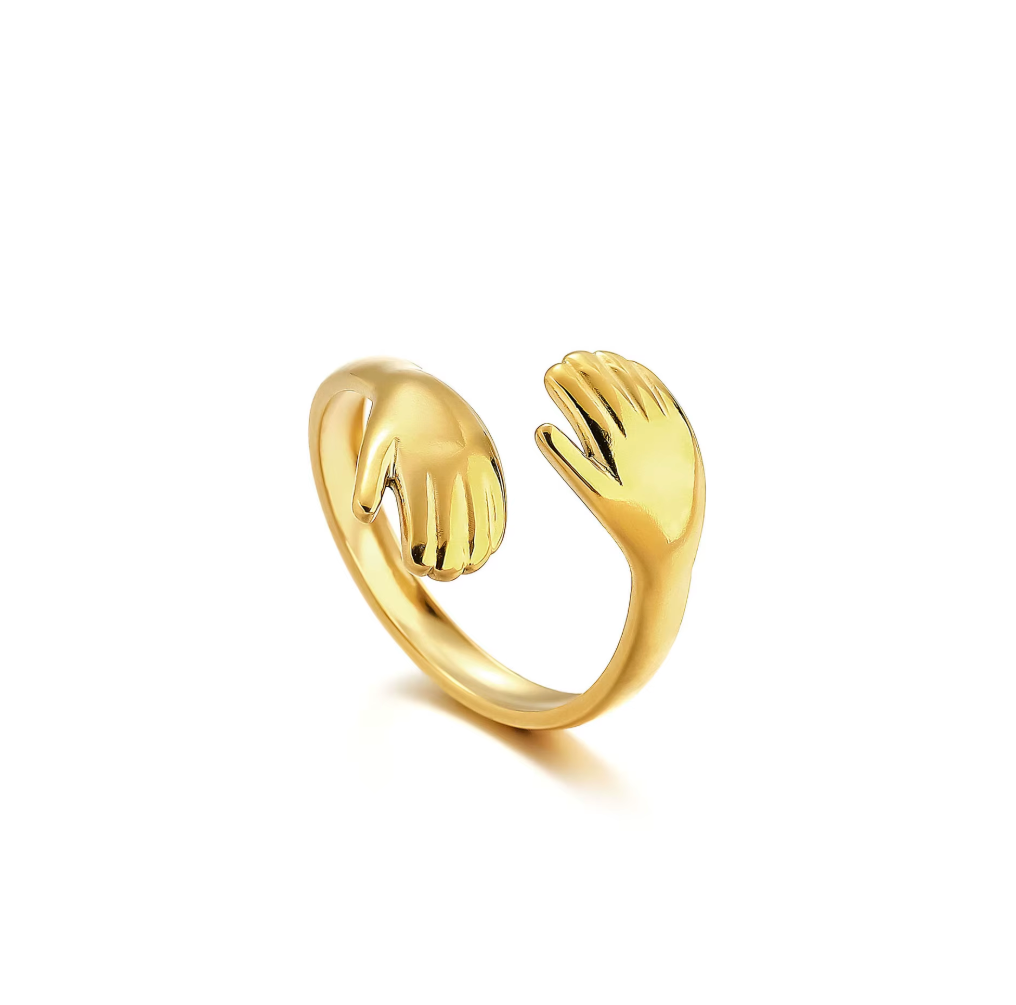 Kram Ring med Hænder i Guld