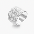 Bred Bark Tekstur Cuff Ring i Sølv