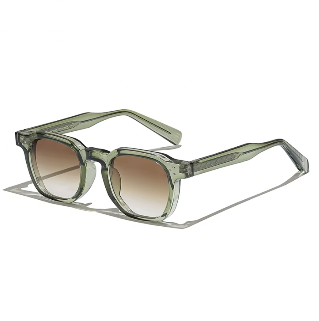 Lavénci Solbriller – Grøn Stel & Brun Gradient Glas