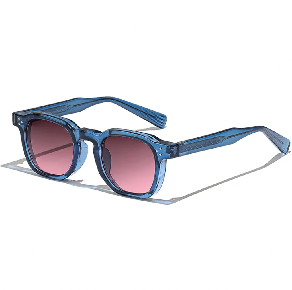Lavénci Solbriller – Blå Stel & Rosa Gradient Glas